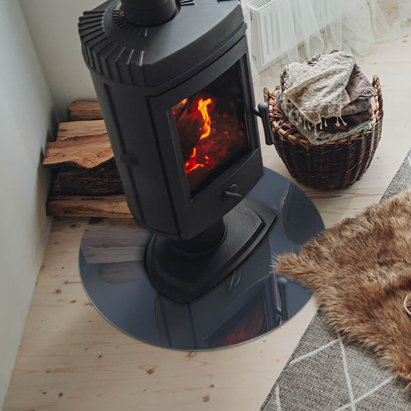 Vetro sotto il camino rotondo di colore blu scuro