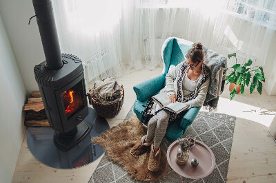 Vetro sotto il camino rotondo di colore blu scuro