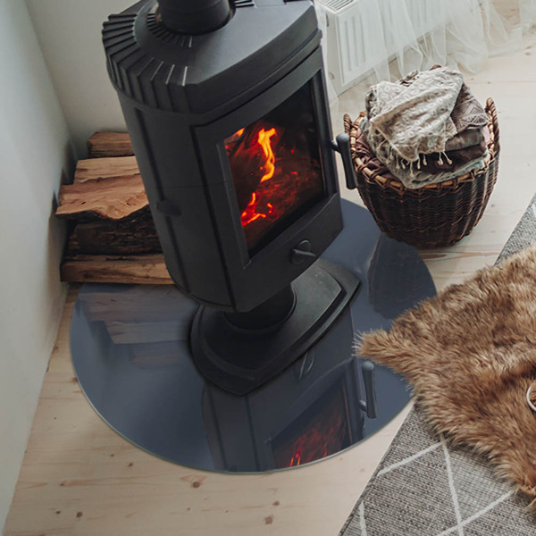 Vetro sotto il camino rotondo di colore blu scuro