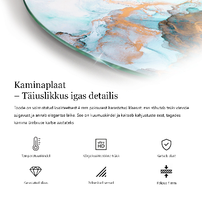 Vetro sotto il camino rotondo in colore grigio-verde