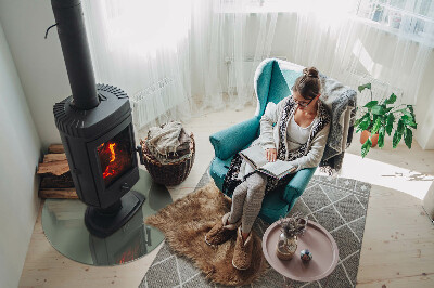 Vetro sotto il camino rotondo Colore grigio-verde