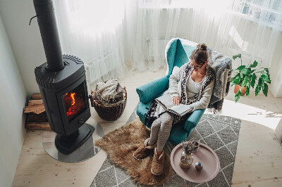 Vetro sotto il camino rotondo in colore crema chiaro