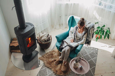 Vetro sotto il camino rotondo in colore crema chiaro