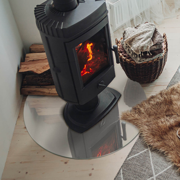 Vetro sotto il camino rotondo in colore crema chiaro