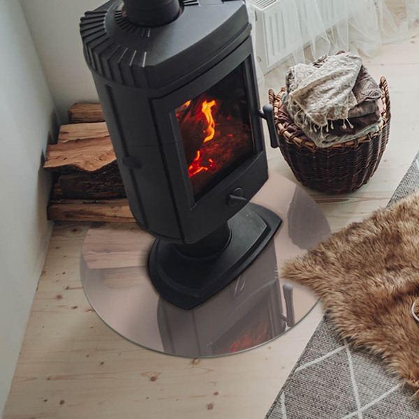 Vetro sotto il camino rotondo in colore marrone chiaro