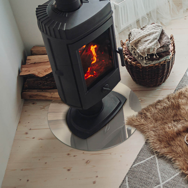 Vetro sotto il camino rotondo di colore beige