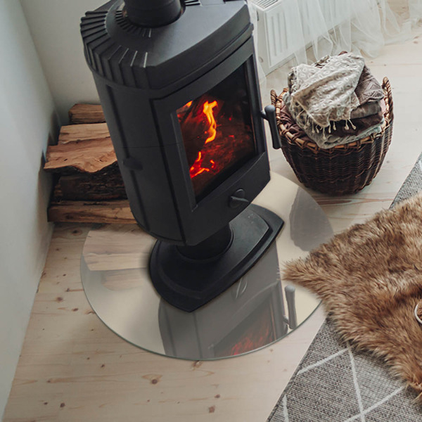 Vetro sotto il camino rotondo di colore beige