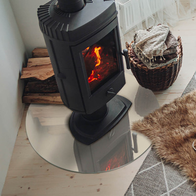 Vetro sotto il camino rotondo di colore beige