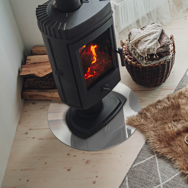 Vetro sotto il camino rotondo in colore avorio