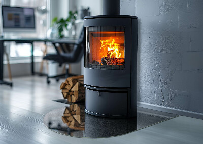 Vetro sotto il camino semiovale con motivo in pietra naturale