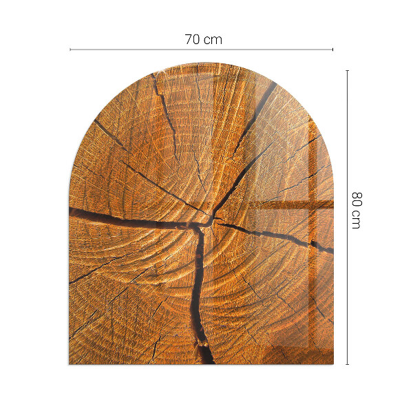 Lastra in vetro per caminetto semiovale Legno in sezione trasversale con venature naturali