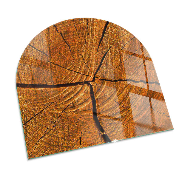 Lastra in vetro per caminetto semiovale Legno in sezione trasversale con venature naturali