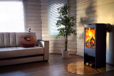 Lastra in vetro per caminetto semiovale Legno in sezione trasversale con venature naturali