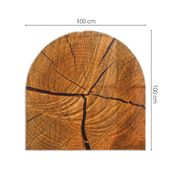 Lastra in vetro per caminetto semiovale Legno in sezione trasversale con venature naturali
