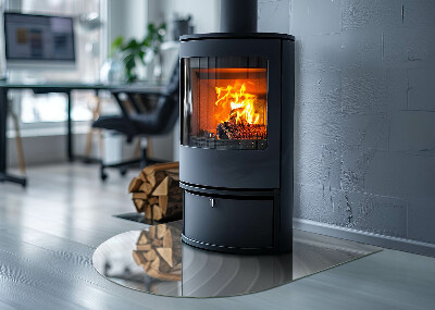 Lastra in vetro per caminetto semiovale con onde dalle forme delicate