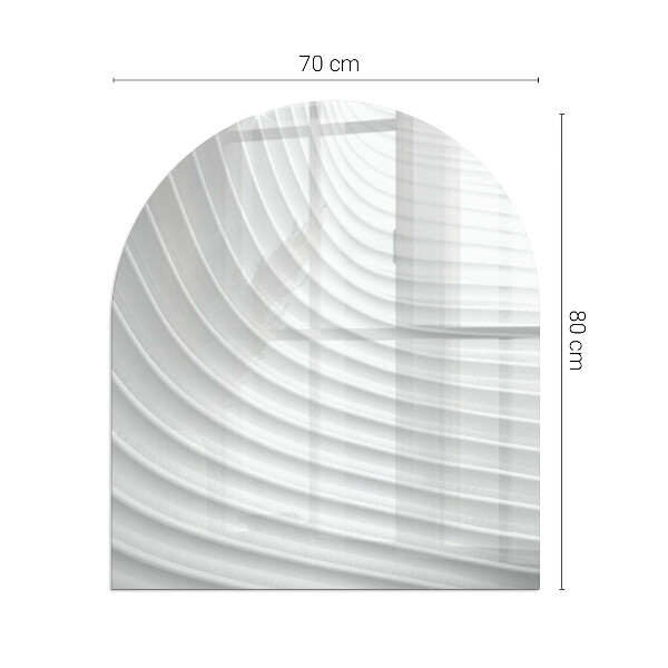 Lastra in vetro per caminetto semiovale con onde dalle forme delicate