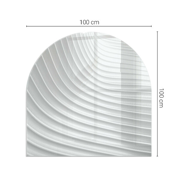 Lastra in vetro per caminetto semiovale con onde dalle forme delicate