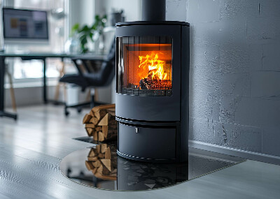 Vetro sotto il camino semiovale con motivi astratti a forma di nuvola nei solidi