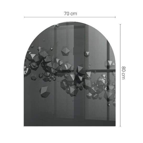 Vetro sotto il camino semiovale con motivi astratti a forma di nuvola nei solidi