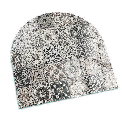 Lastra in vetro per caminetto semiovale con motivo decorativo a piastrelle