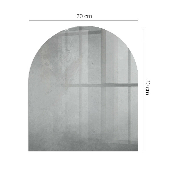 Lastra in vetro per caminetto semiovale con struttura in cemento a effetto
