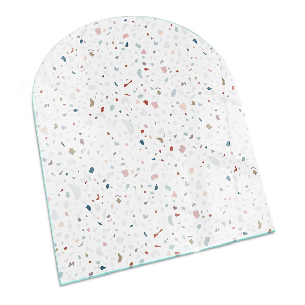 Lastra in vetro per caminetto semiovale con motivo a forme in miniatura