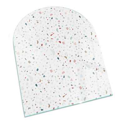 Lastra in vetro per caminetto semiovale con motivo a forme in miniatura