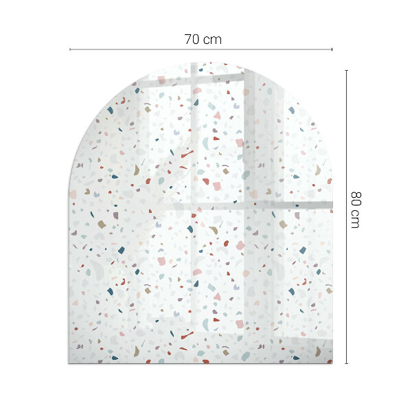 Lastra in vetro per caminetto semiovale con motivo a forme in miniatura