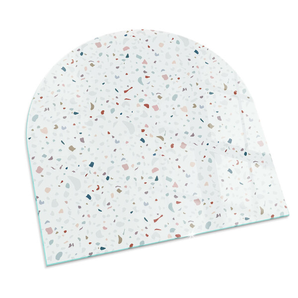 Lastra in vetro per caminetto semiovale con motivo a forme in miniatura