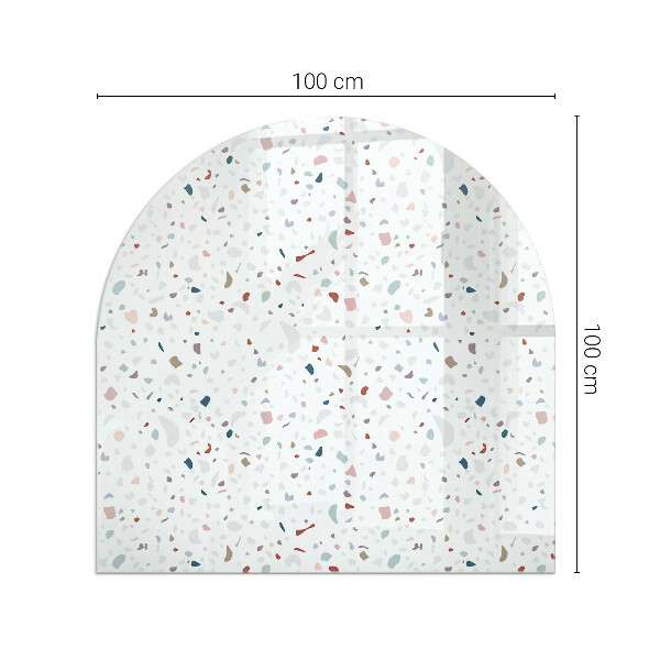 Lastra in vetro per caminetto semiovale con motivo a forme in miniatura