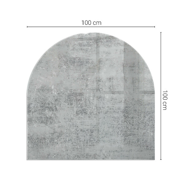 Lastra in vetro per caminetto semiovale con motivo astratto di sfondo