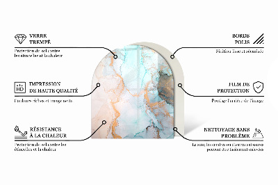 Vetro sotto il camino semiovale con motivo organico in stile astratto