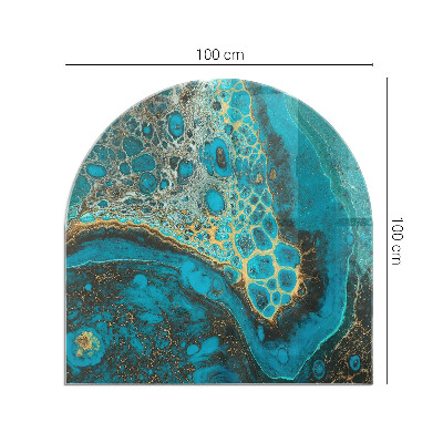Vetro sotto il camino semiovale con motivo organico in stile astratto