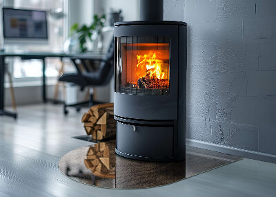 Vetro sotto il camino semiovale con motivo in legno di pino