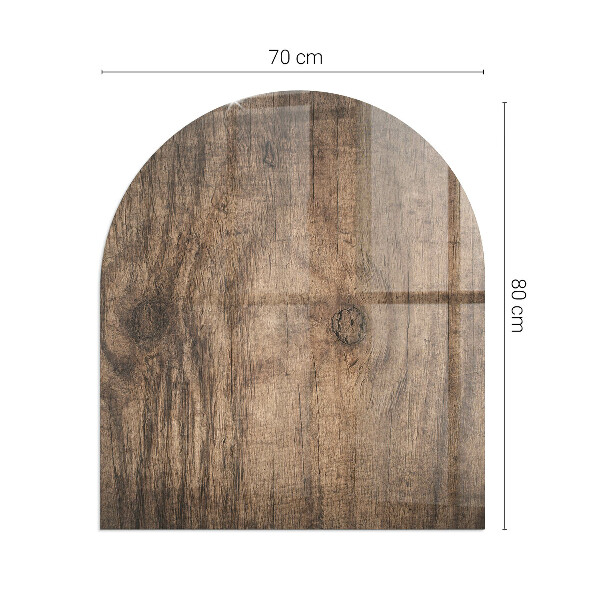 Vetro sotto il camino semiovale con motivo in legno di pino