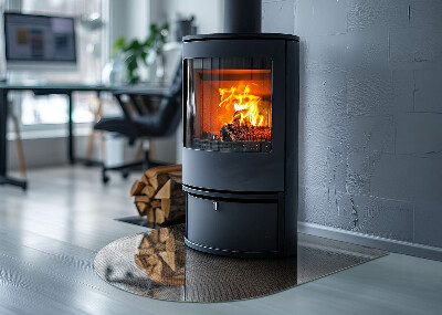 Vetro sotto il camino semiovale con motivo in acciaio perforato