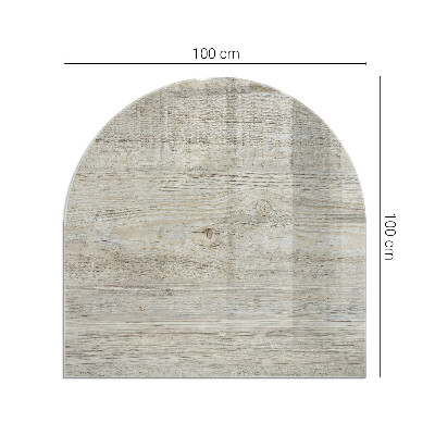 Lastra in vetro per caminetto semiovale con motivo in legno chiaro naturale