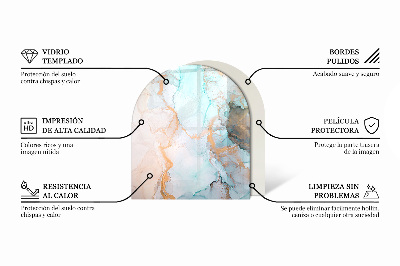 Vetro sotto il camino semiovale con mosaico in legno nella composizione