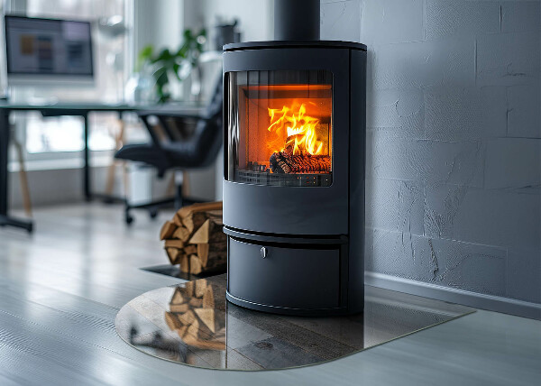 Lastra in vetro per caminetto semiovale disponibile in varie tonalità di colore