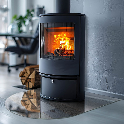 Lastra in vetro per caminetto semiovale disponibile in varie tonalità di colore