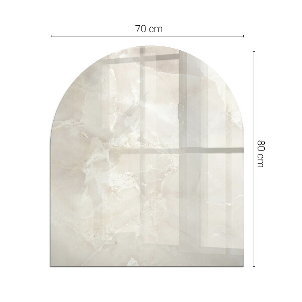 Lastra in vetro per caminetto semiovale con motivo organico ad effetto marmo