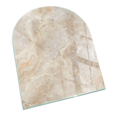 Lastra in vetro per caminetto semiovale con motivo a pietra ispirato alla natura