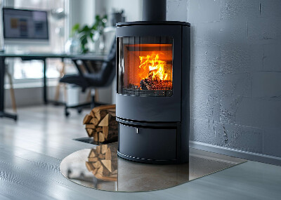 Lastra in vetro per caminetto semiovale con motivo a pietra ispirato alla natura