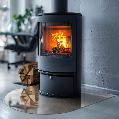 Lastra in vetro per caminetto semiovale con motivo a pietra ispirato alla natura