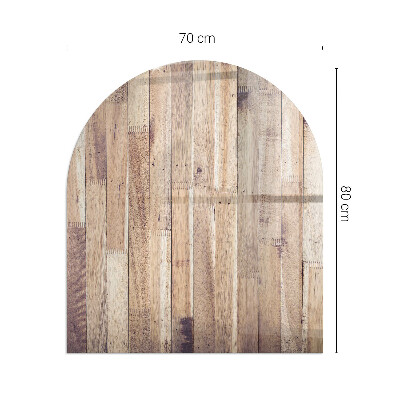 Vetro sotto il camino semiovale con motivo in legno disposto geometricamente