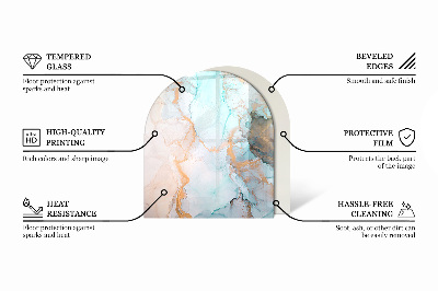 Vetro sotto il camino semiovale Motivo in legno disposto geometricamente