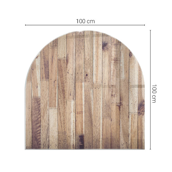 Vetro sotto il camino semiovale Motivo in legno disposto geometricamente