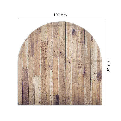 Vetro sotto il camino semiovale con motivo in legno disposto geometricamente