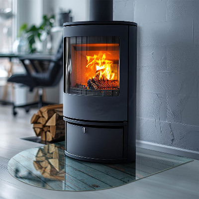 Lastra in vetro per caminetto semiovale con finitura rustica in stile naturale