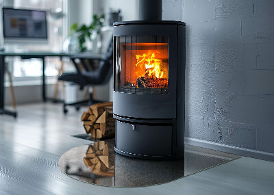 Vetro sotto il camino semiovale con motivo astratto e texture variegate